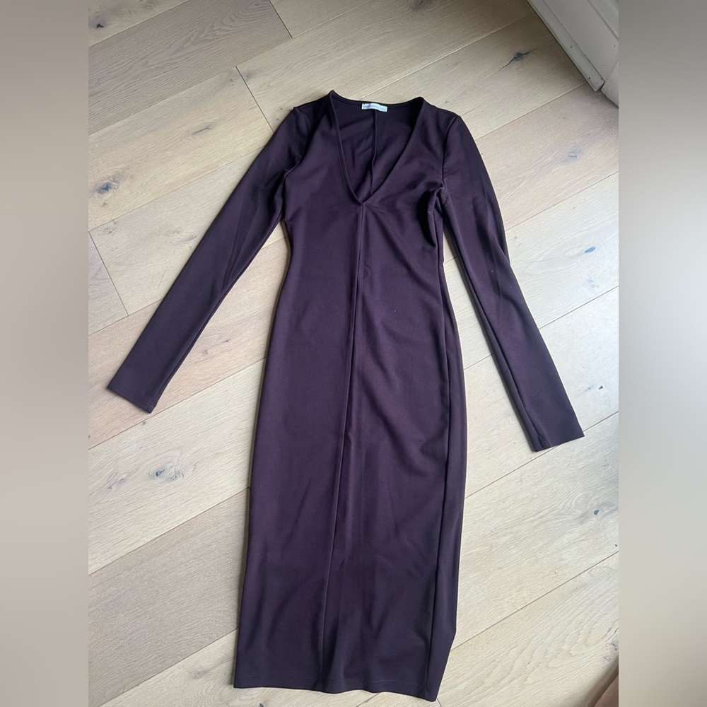 Zara Elegant Dark Purple Long Sleeve Dress